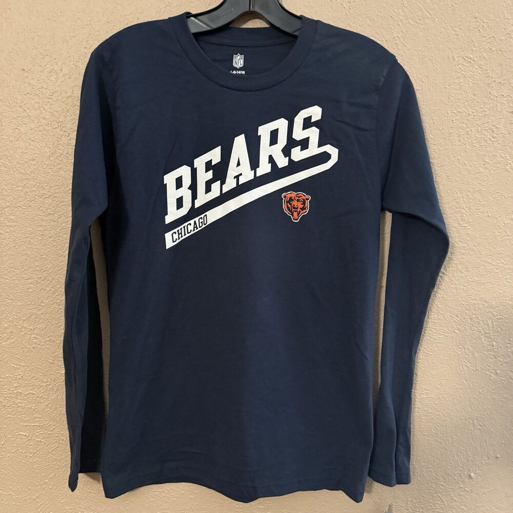 Chicago Bears Shirt Youth Large (14/16) Blue NFL Team Apparel NWT Long Sleeve